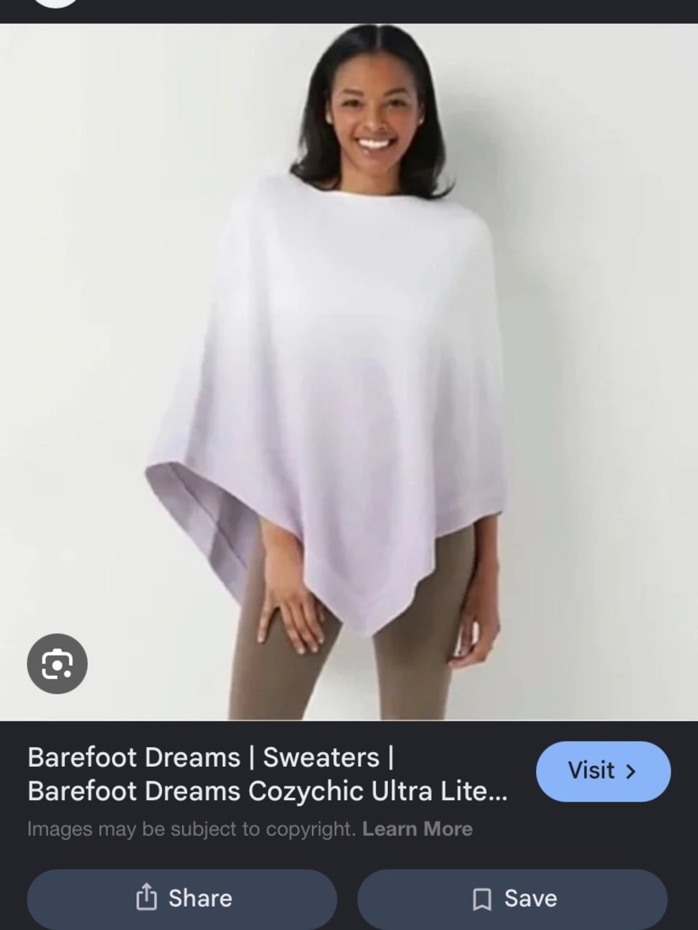 Barefoot Dreams CozyChic Ocean Breeze Poncho, Ombré Violet, One Size